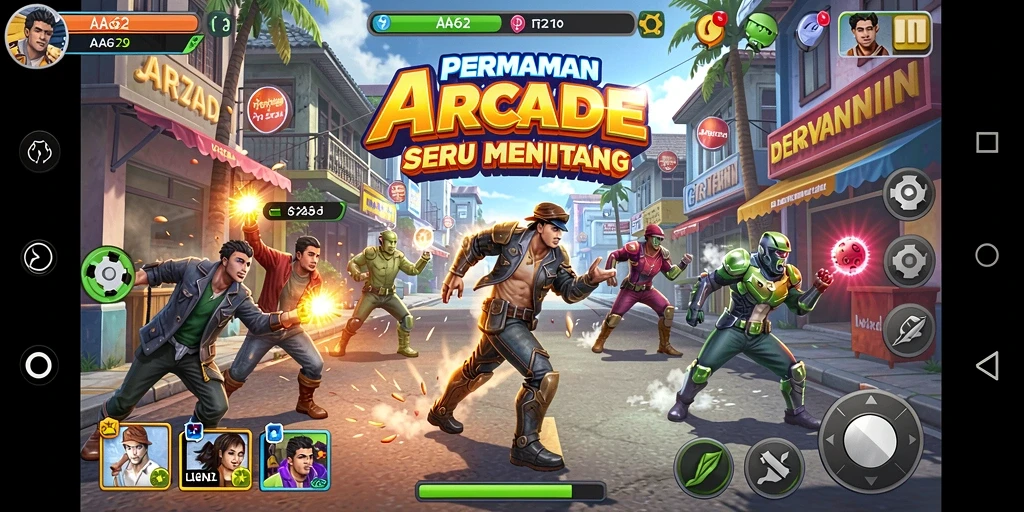 Tampilan gameplay AA62 yang seru dengan aksi Arcade yang menantang.