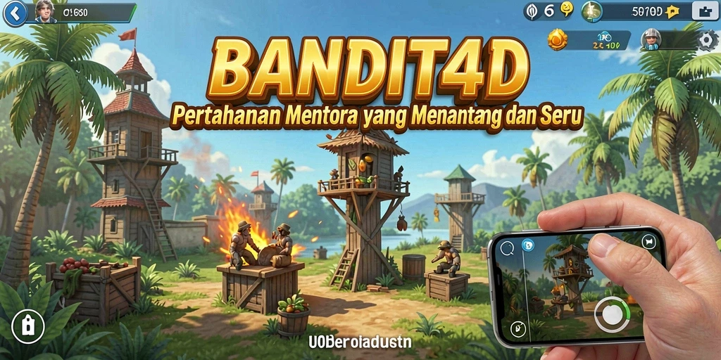 Menampilkan gameplay menara pertahanan yang intens dan strategis di BANDIT4D.