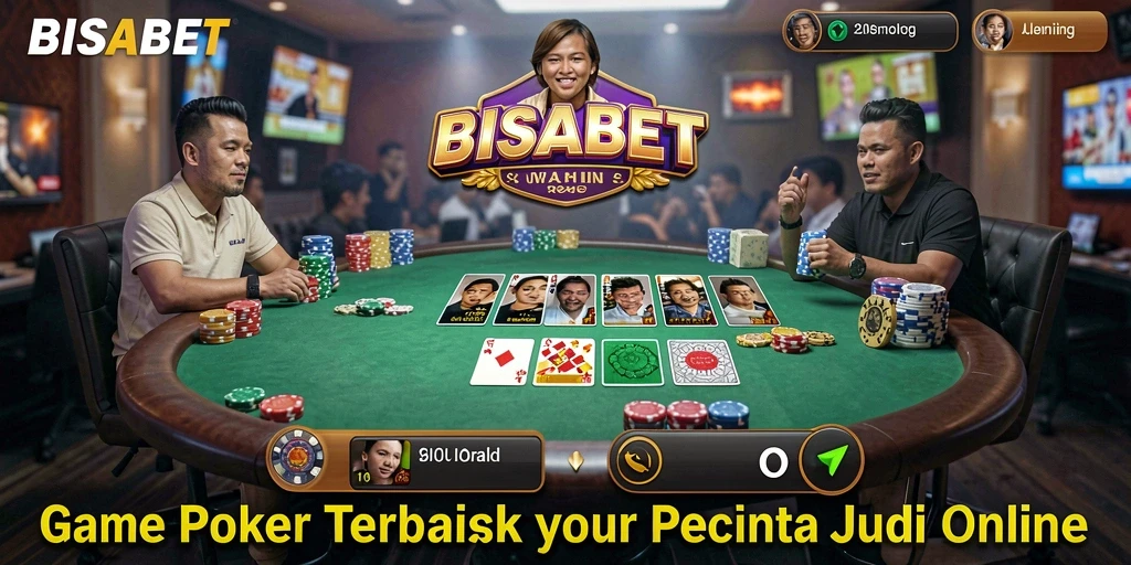 Screenshot utama menunjukkan pemain asyik bermain Poker di BISABET.