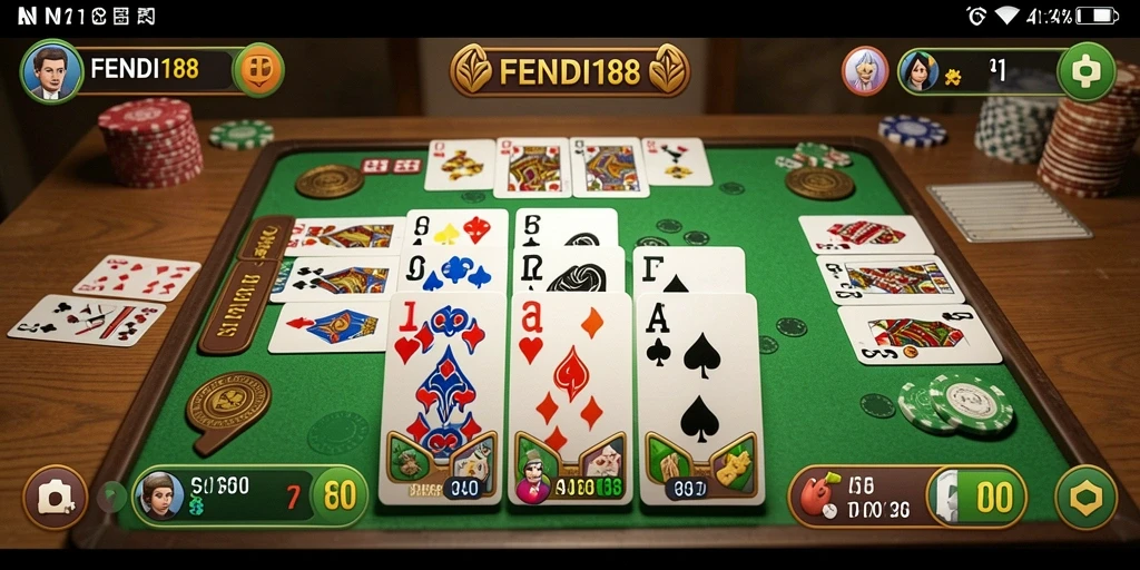 Screenshot FENDI188 menampilkan gameplay Gaple yang seru dan interaktif.