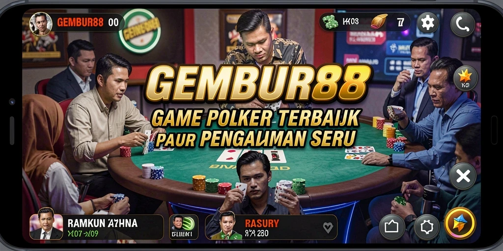 Screenshot gameplay GEMBUR88 menampilkan pengalaman poker yang mendebarkan.