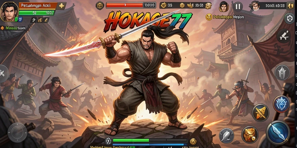 Tampilan aksi seru dalam gameplay HOKAGE77.