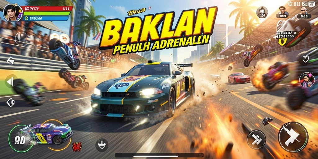 Tangkapan layar gameplay menunjukkan aksi balapan yang seru di IDKLUB.