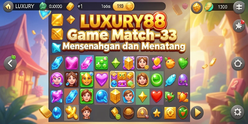 Tampilan gameplay seru di LUXURY88 dengan tantangan Match-3.