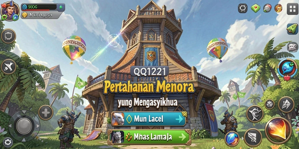 Tampilan gameplay seru dari QQ1221 dalam genre Tower Defense.