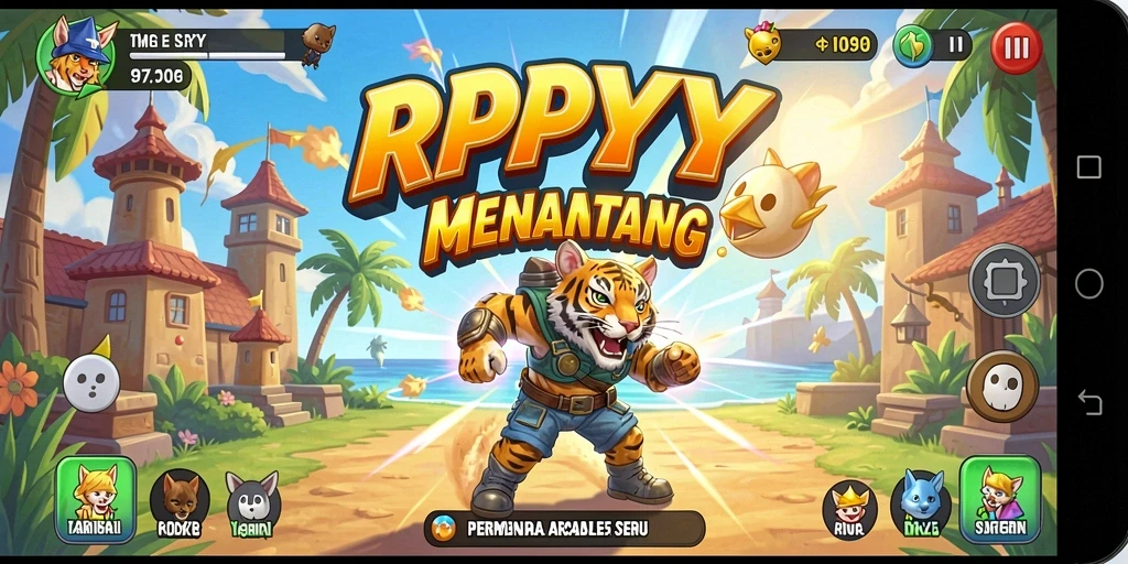 Tampilan utama gameplay RPYYY dengan aksi Arcade yang seru.